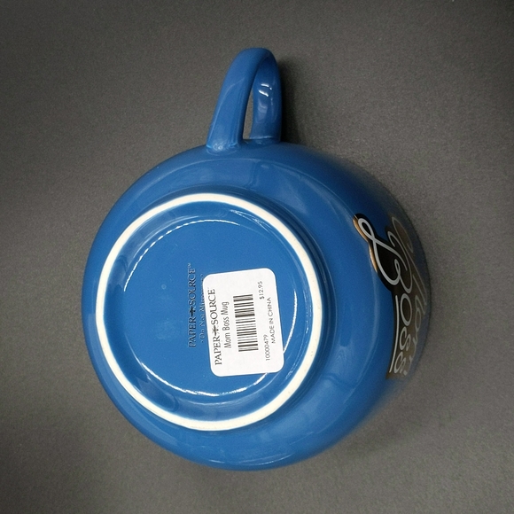 Mom Boss Coffee Tea Mug Paper Source Large Blue Metallic Gold - Picture 7 of 7